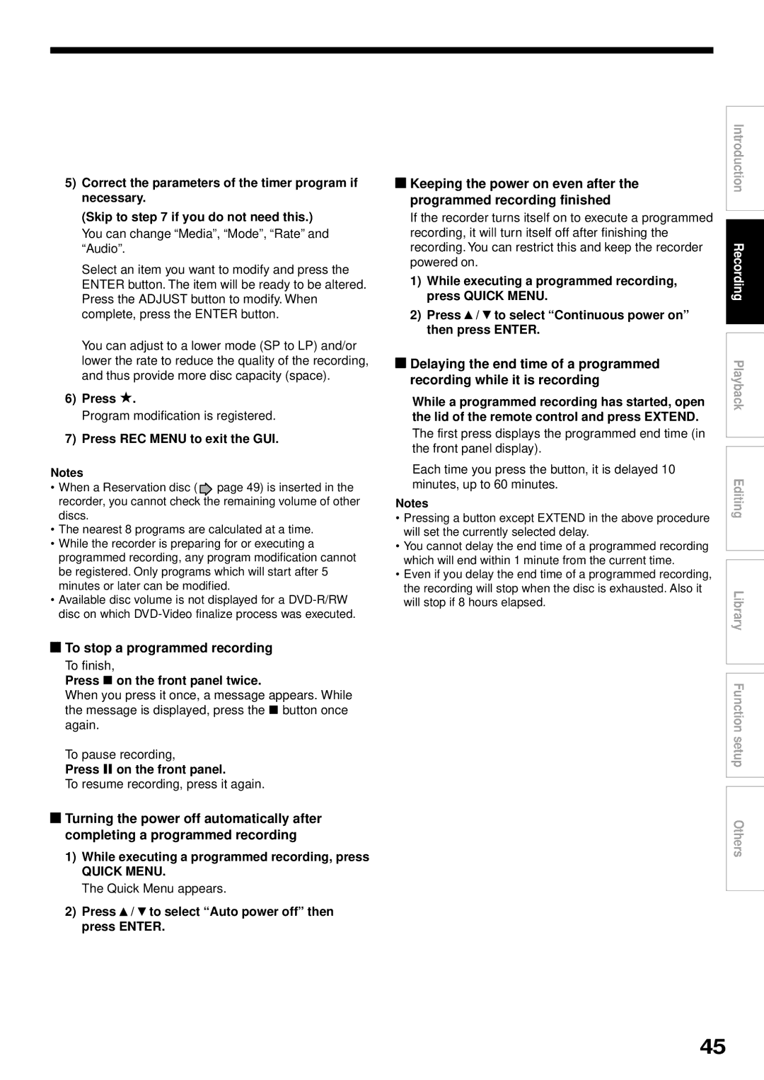 Toshiba RD-XS32SB owner manual To stop a programmed recording 