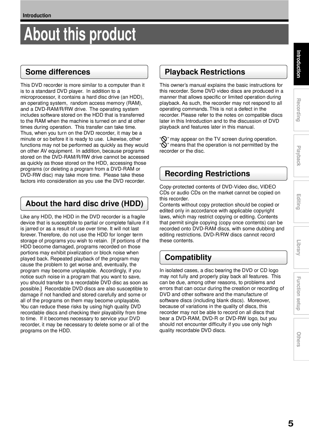 Toshiba RD-XS32SB owner manual About this product, Some differences 