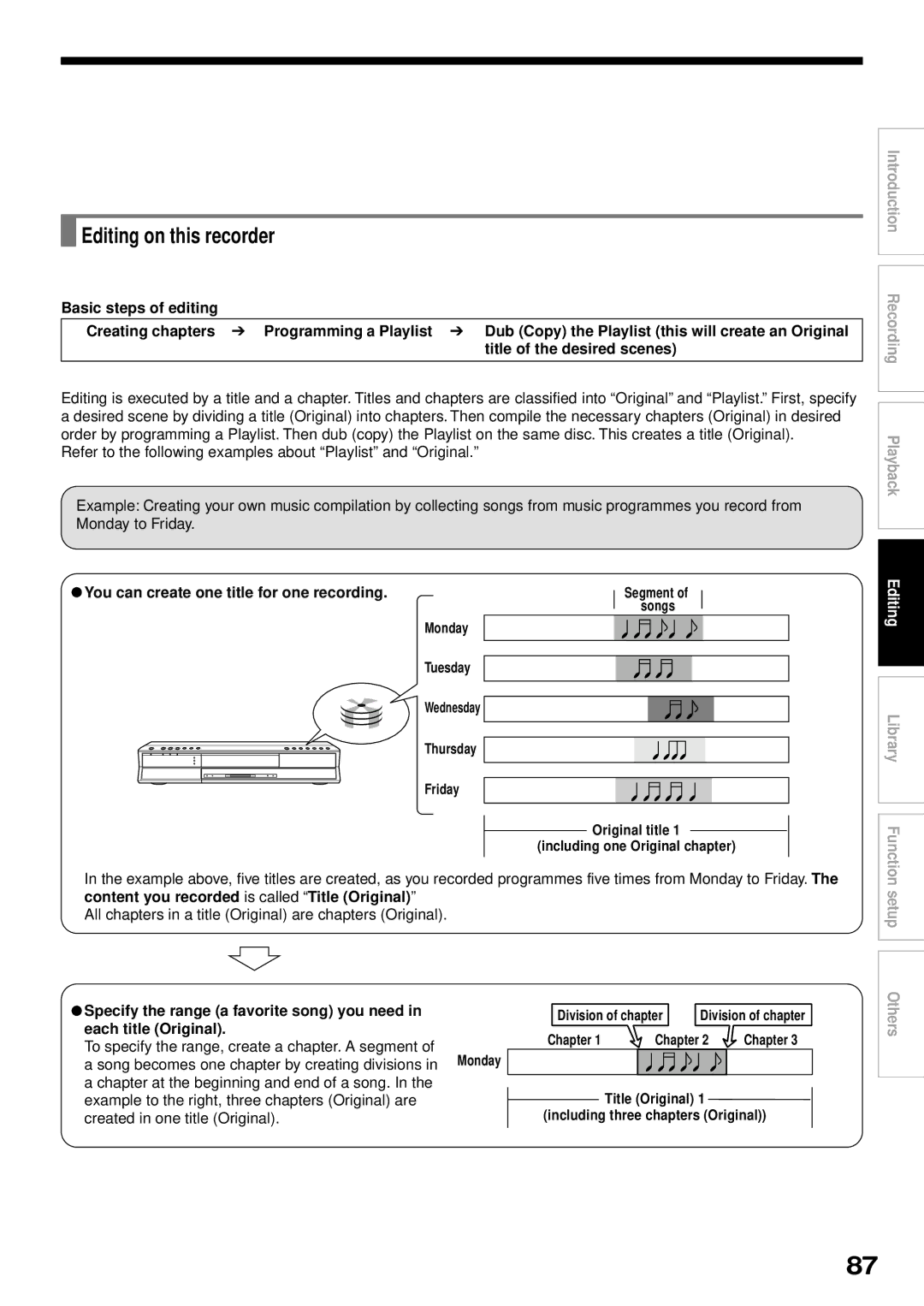 Toshiba RD-XS32SB owner manual Editing on this recorder 