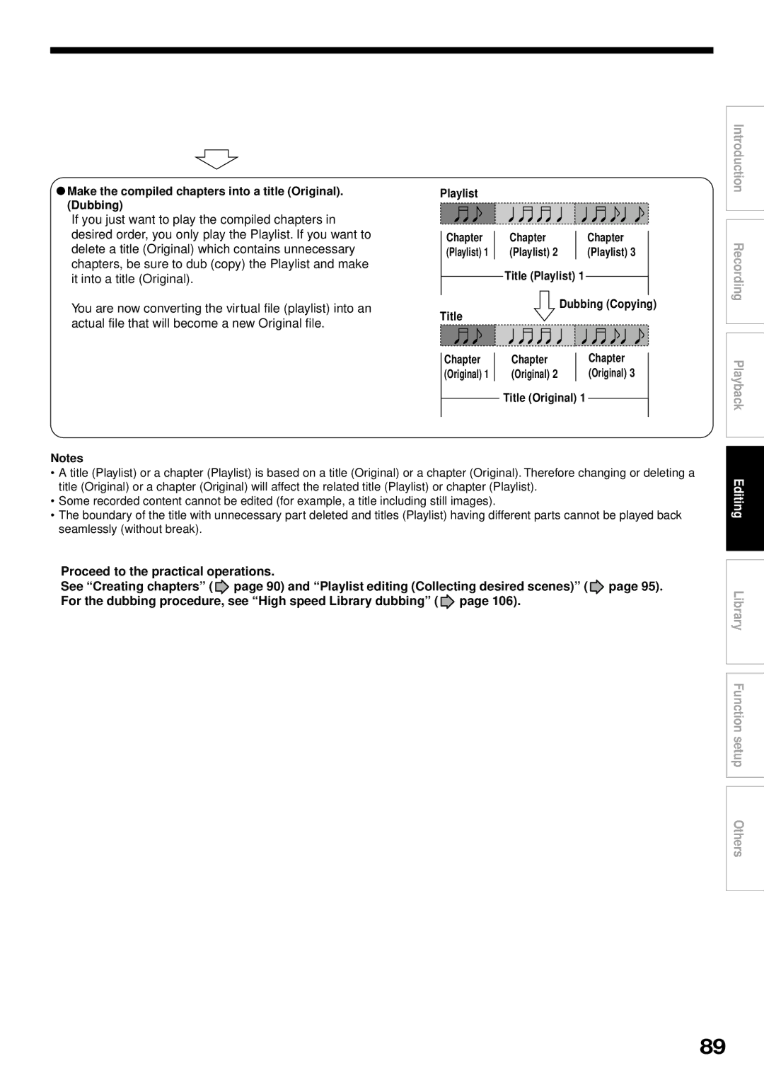 Toshiba RD-XS32SB owner manual Make the compiled chapters into a title Original. Dubbing, Title 