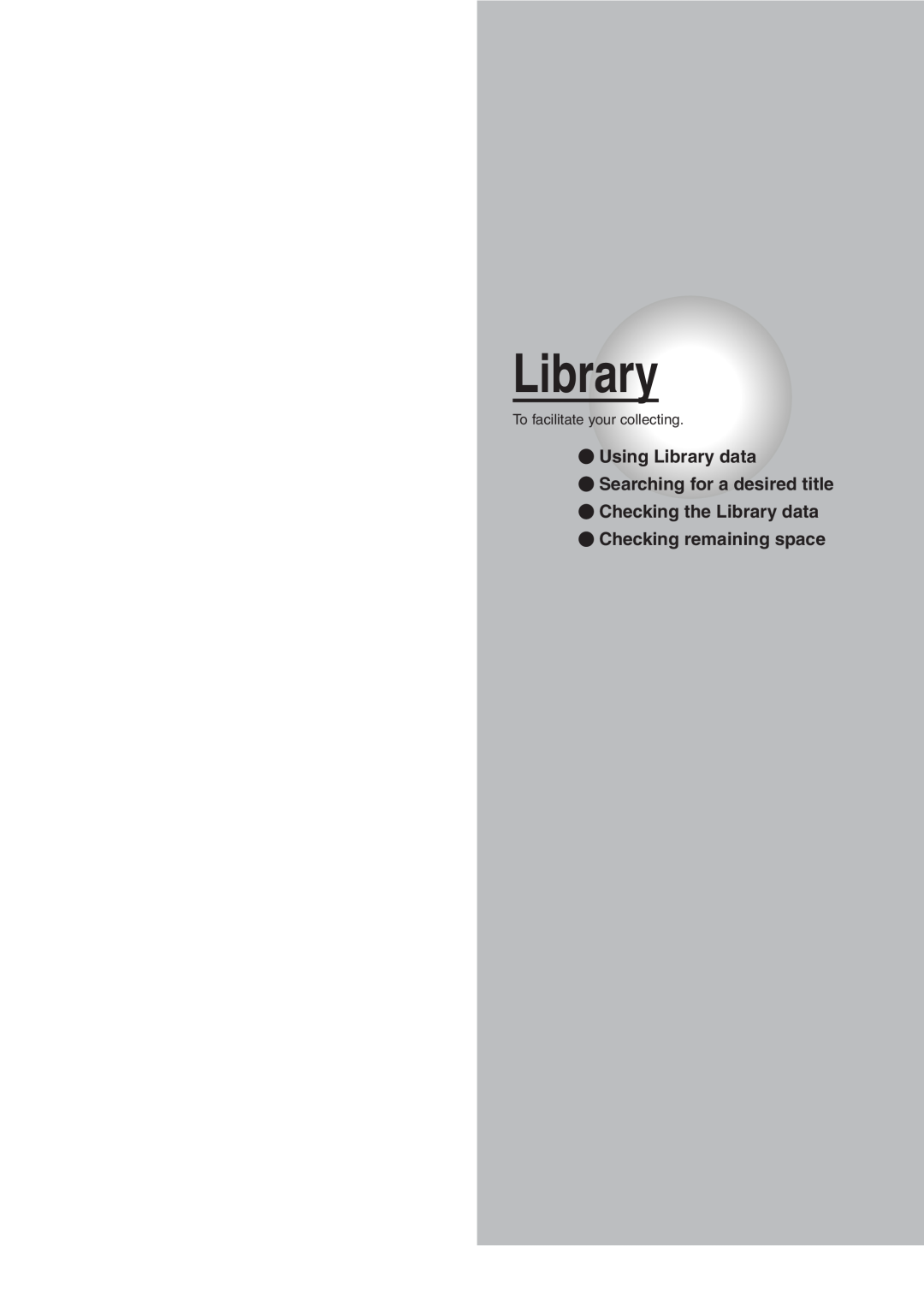 Toshiba RD-XS32SU, RD-XS32SC owner manual Using Library data Searching for a desired title 