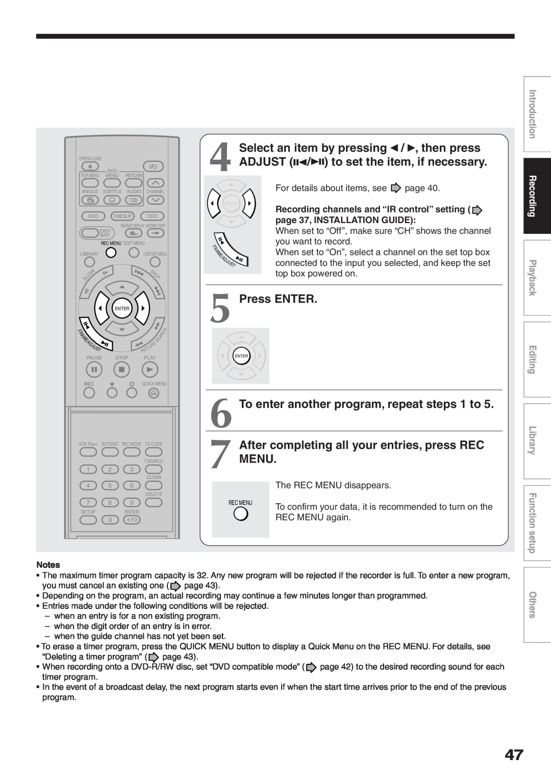 Toshiba RD-XS32SU, RD-XS32SC owner manual Press ENTER 