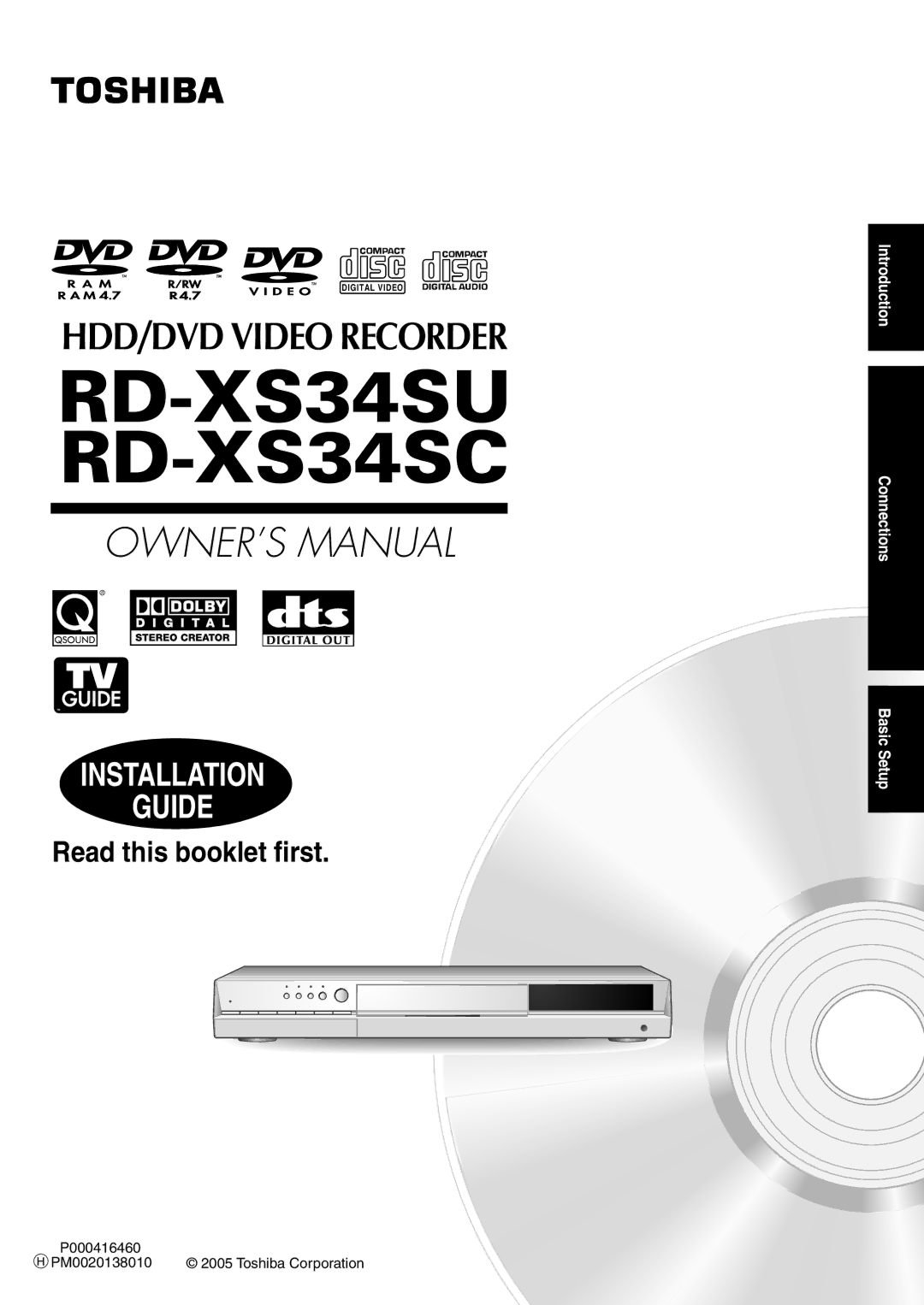 Toshiba owner manual RD-XS34SU RD-XS34SC 