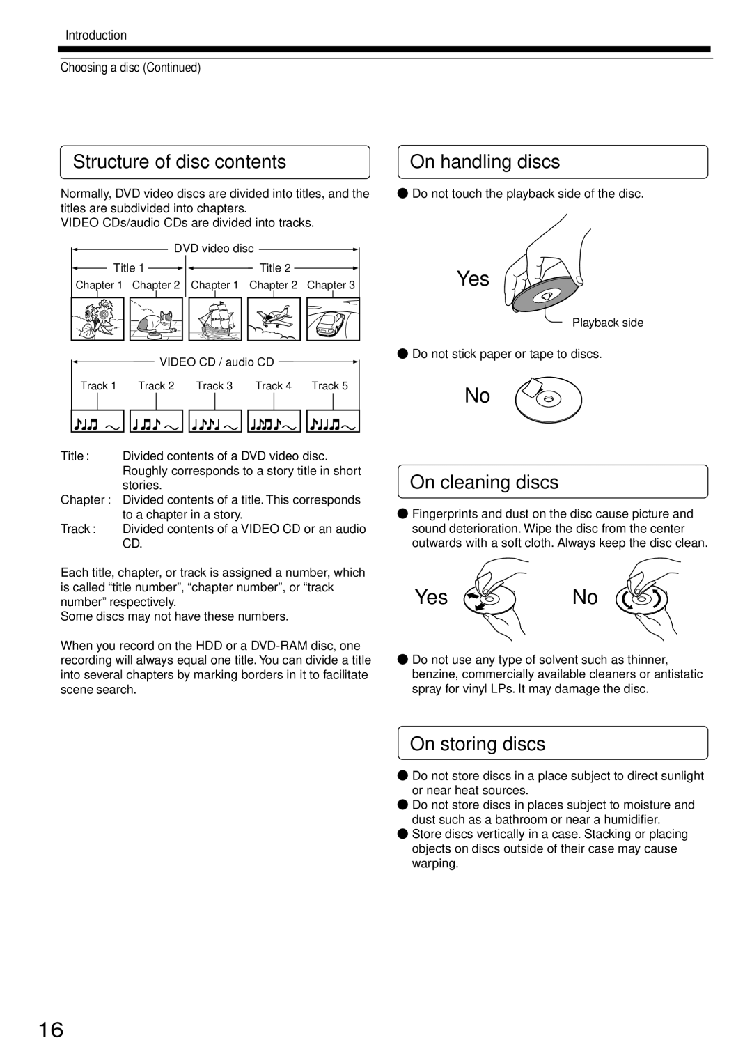 Toshiba RD-XS34SC, RD-XS34SU owner manual Structure of disc contents, On handling discs, On cleaning discs, On storing discs 