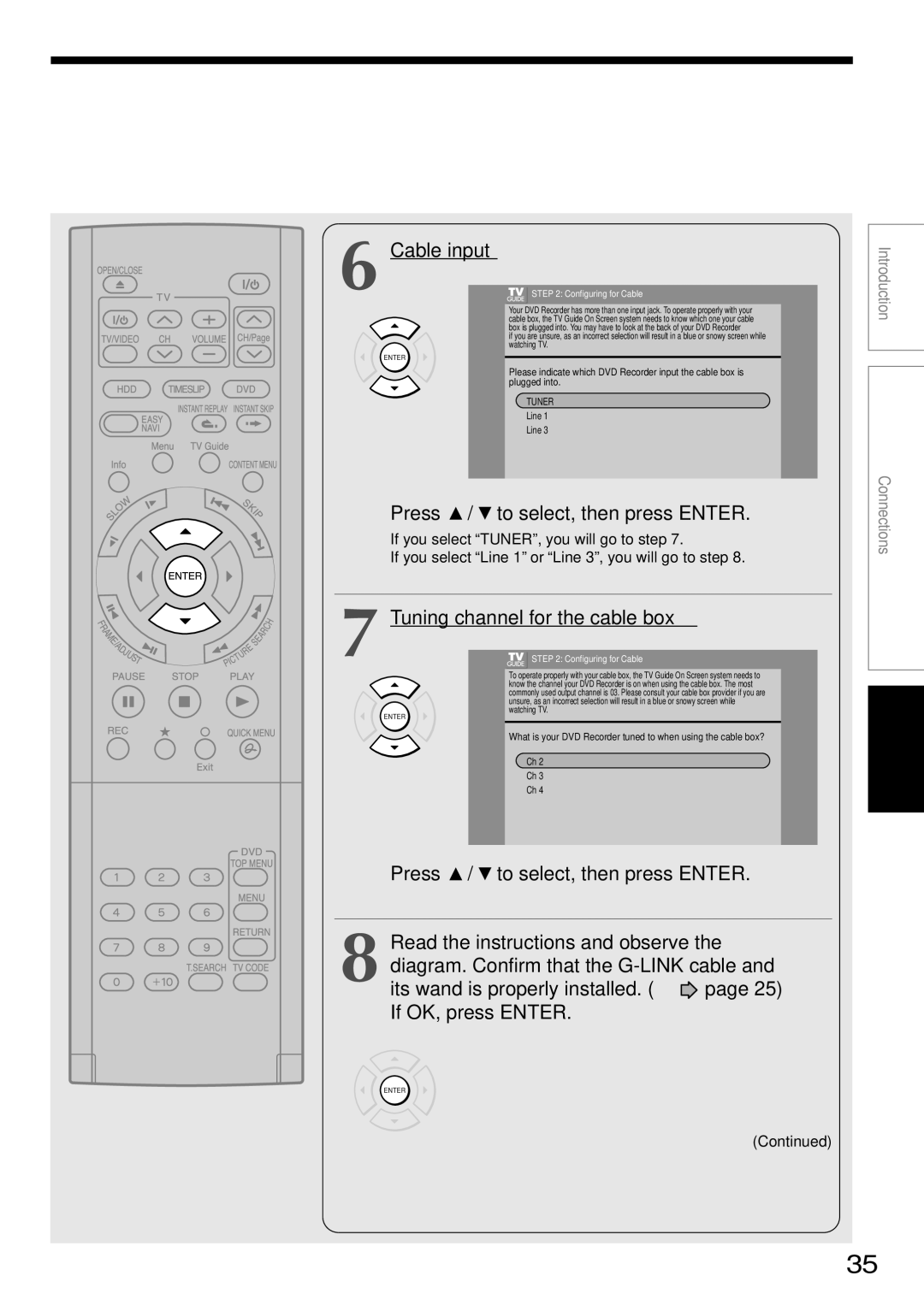 Toshiba RD-XS34SU, RD-XS34SC owner manual Tuning channel for the cable box, Cable input 