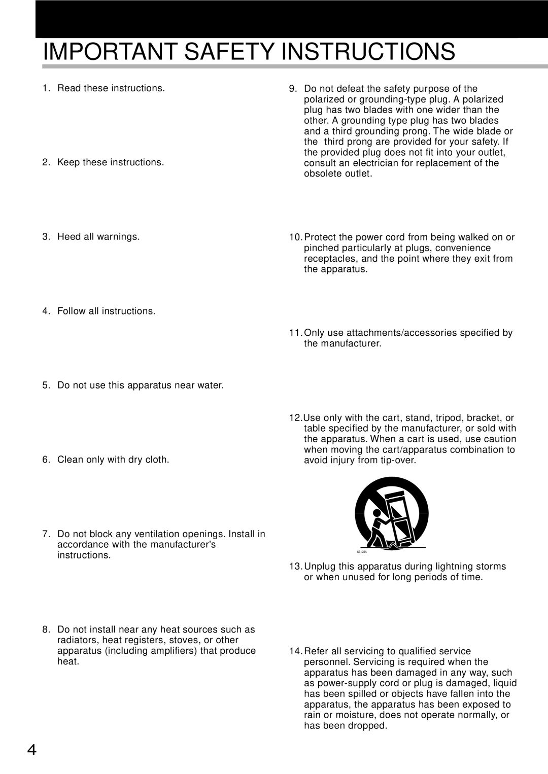 Toshiba RD-XS34SC, RD-XS34SU owner manual Important Safety Instructions 