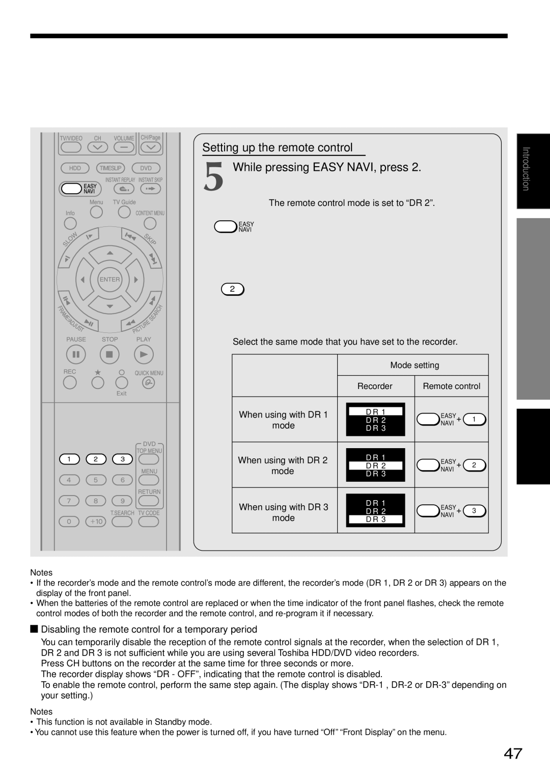 Toshiba RD-XS34SU, RD-XS34SC owner manual Disabling the remote control for a temporary period 