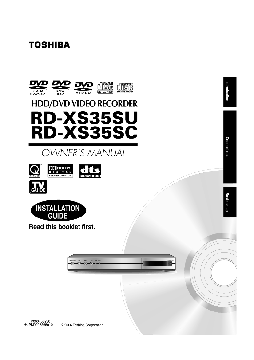 Toshiba owner manual RD-XS35SU RD-XS35SC 