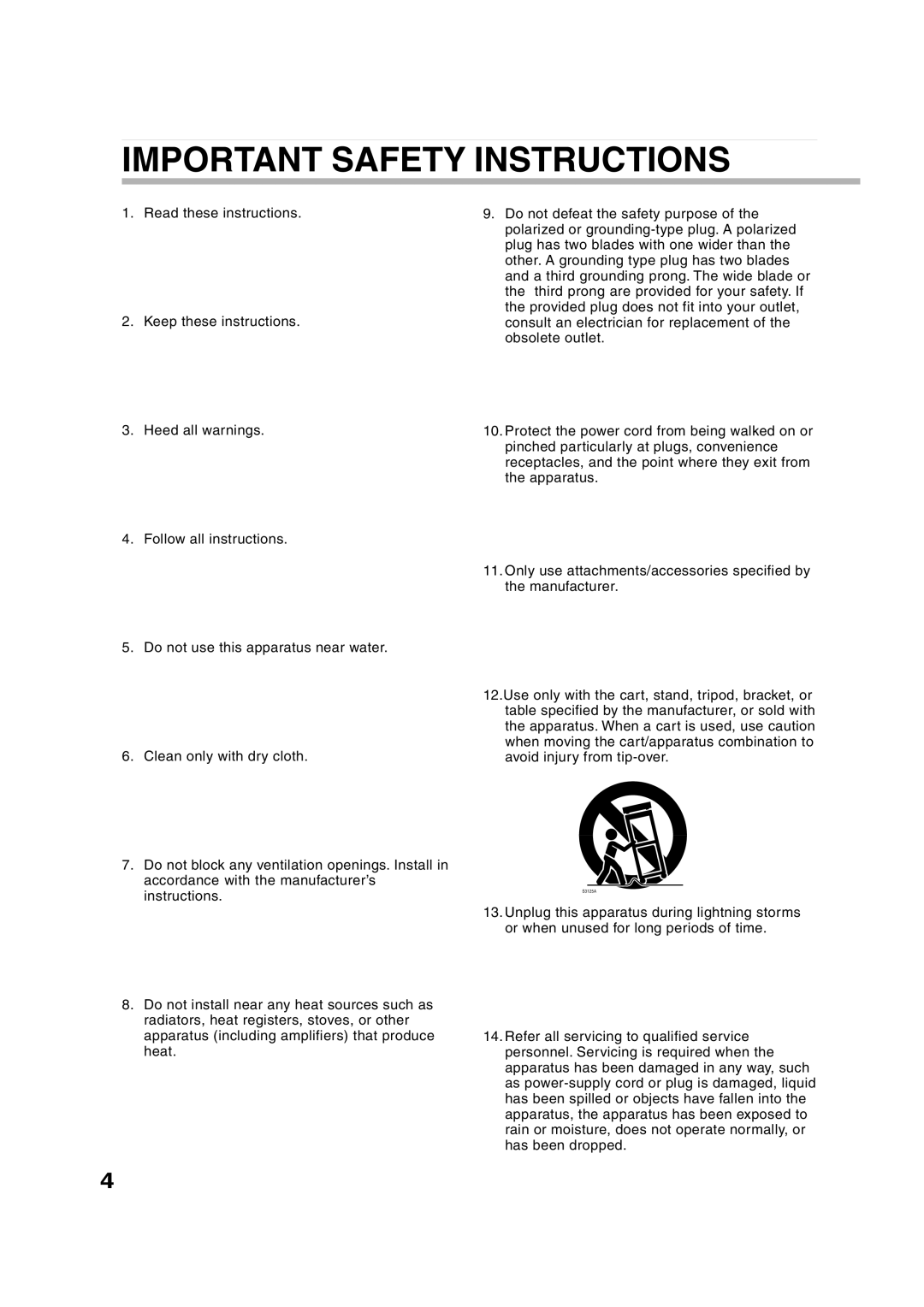 Toshiba RD-XS35SU, RD-XS35SC owner manual Important Safety Instructions 