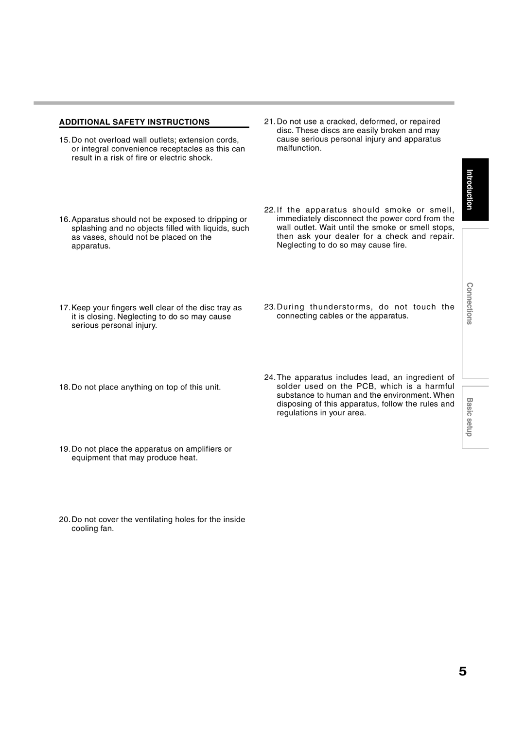 Toshiba RD-XS35SC, RD-XS35SU owner manual Additional Safety Instructions 