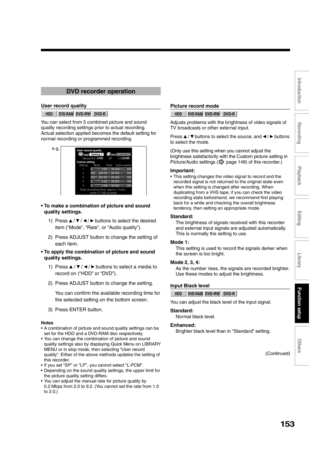 Toshiba RD-XS35SU owner manual 153, DVD recorder operation 