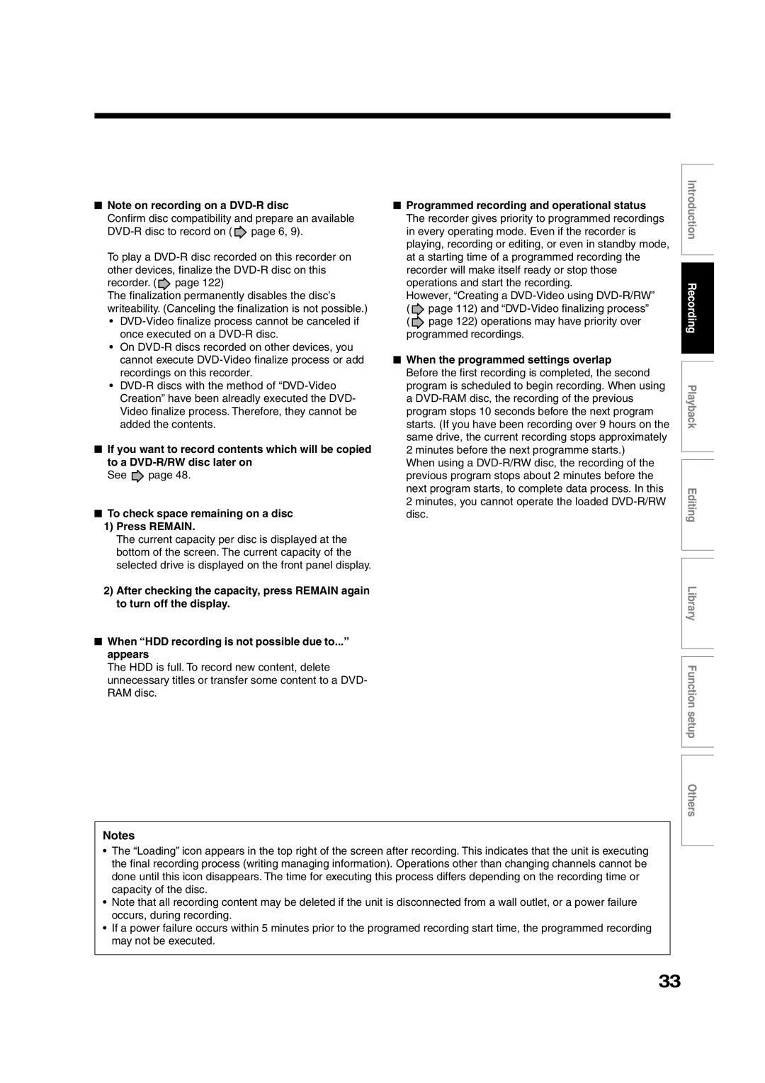 Toshiba RD-XS35SU owner manual See, To check space remaining on a disc Press Remain, When the programmed settings overlap 