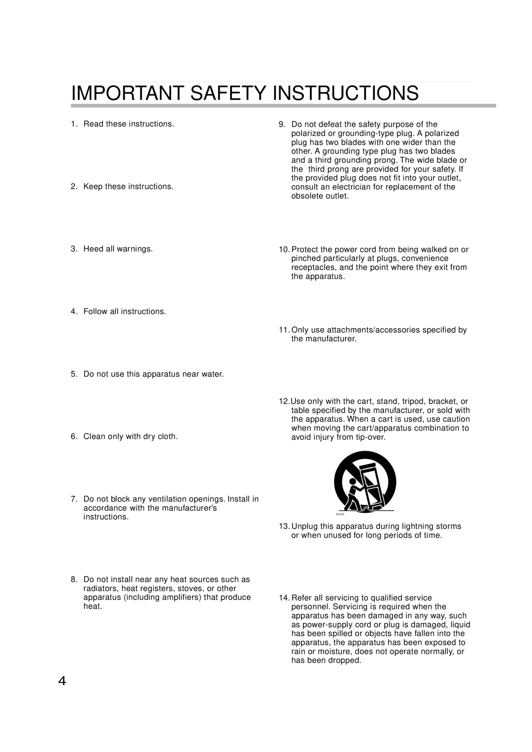 Toshiba RD-XS52SC, RD-XS52SU, RD-KX50SU owner manual Important Safety Instructions 