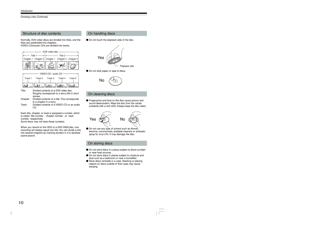 Toshiba RD-XS54SU owner manual Structure of disc contents, On handling discs, On cleaning discs, On storing discs 