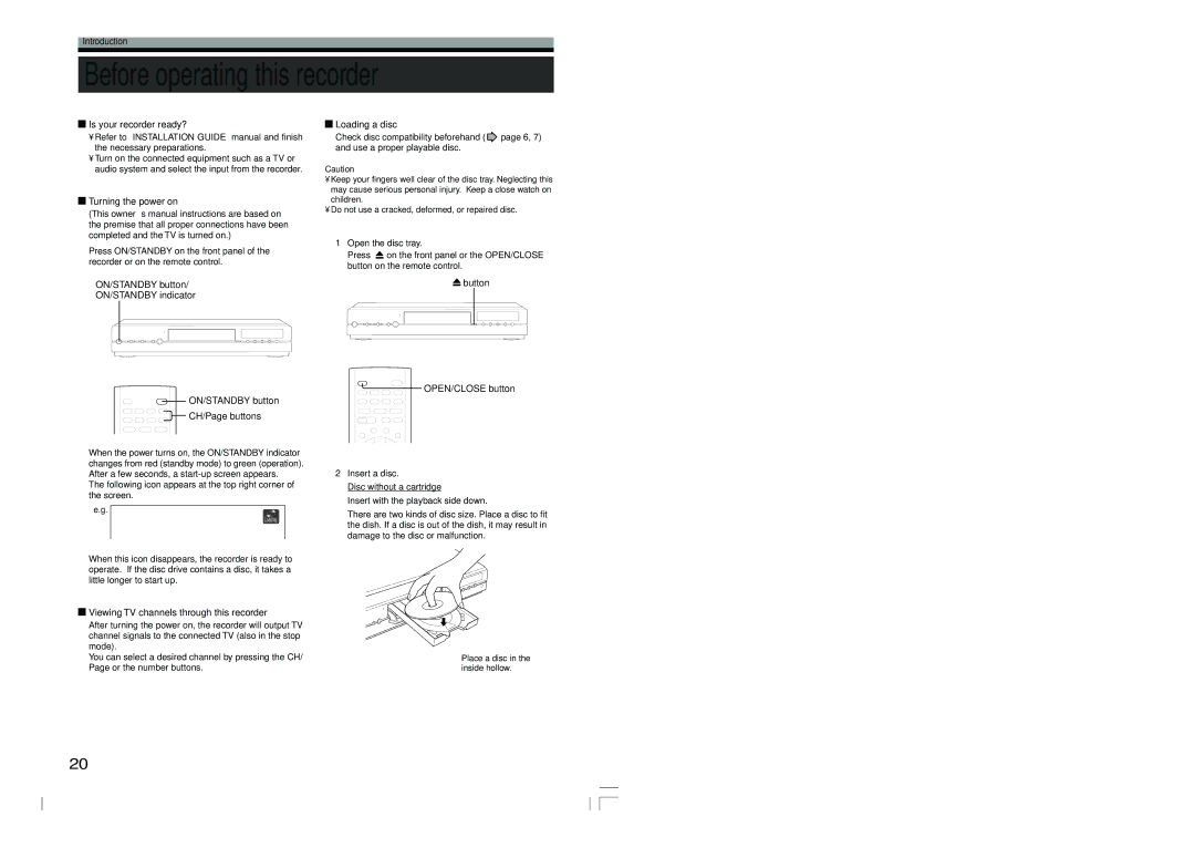 Toshiba RD-XS54SU owner manual Before operating this recorder 