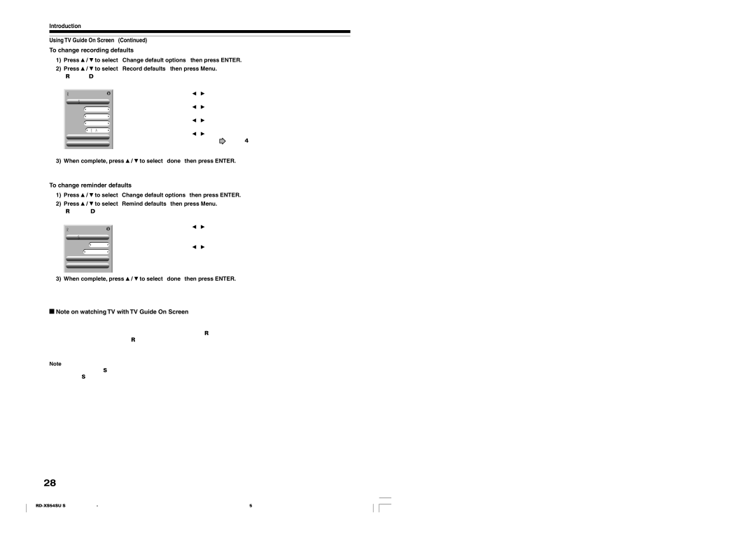 Toshiba RD-XS54SU owner manual To change reminder defaults, Record Defaults appears, Start 