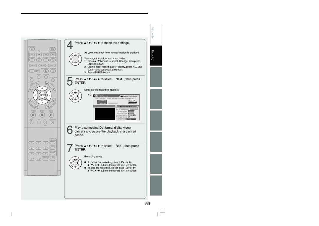 Toshiba RD-XS54SU owner manual Press / / / to make the settings, Press / / / to select Next, then press 