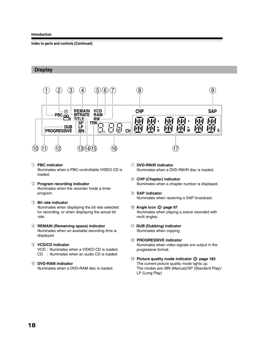 Toshiba RD-XS55KU owner manual Display 