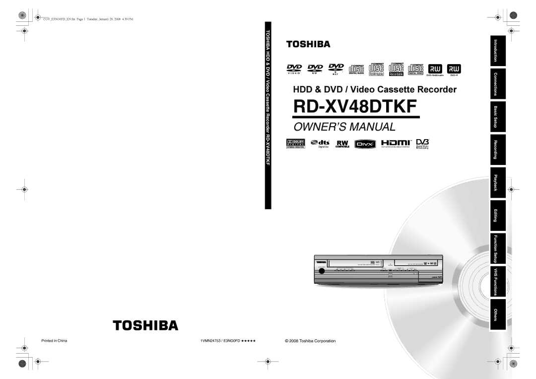 Toshiba RD-XV48DTKF owner manual 1VMN24753 / E3NG0FD 