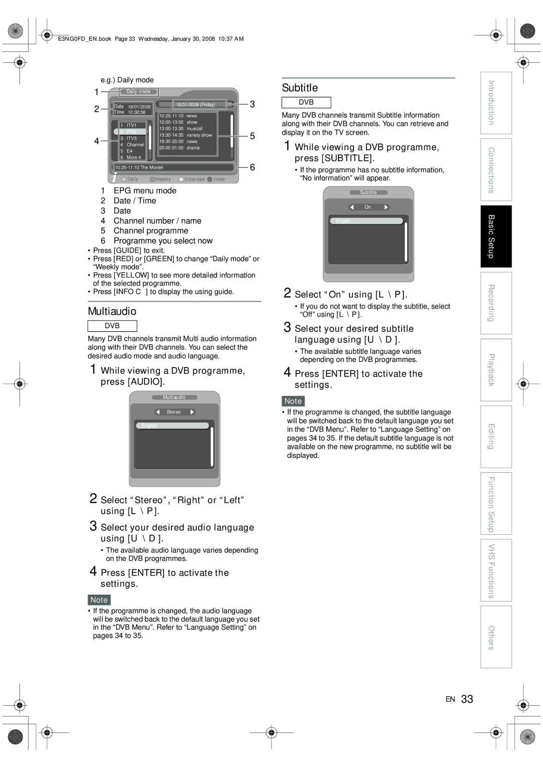 Toshiba RD-XV48DTKF owner manual Subtitle, Multiaudio 