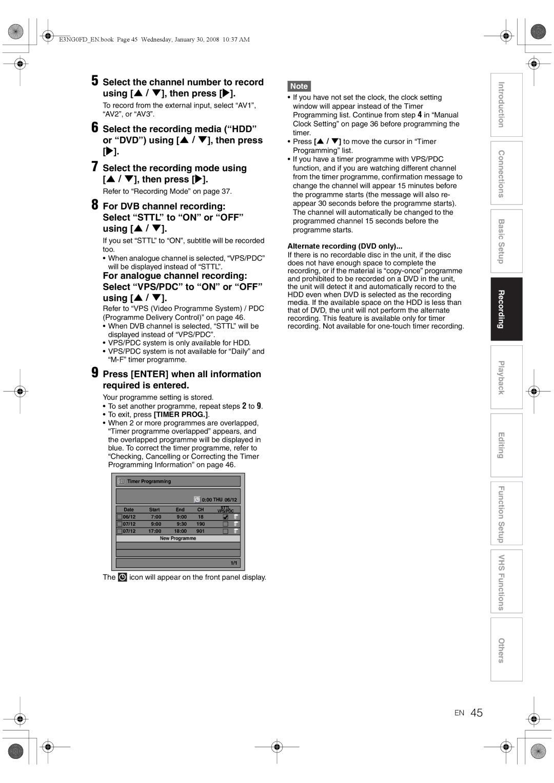 Toshiba RD-XV48DTKF owner manual Press Enter when all information required is entered, Refer to Recording Mode on 