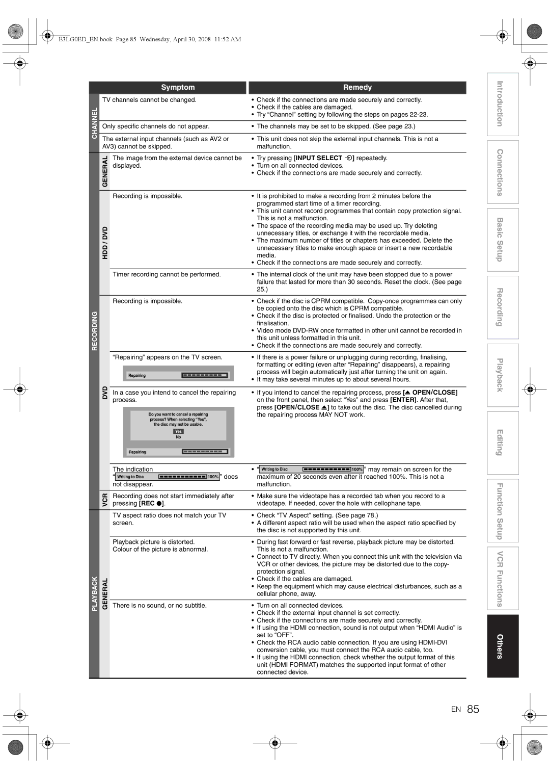 Toshiba RD-XV48KE owner manual Channel 