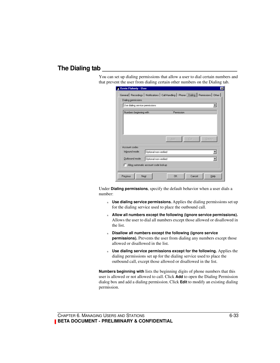 Toshiba Release 4.0 manual Dialing tab 