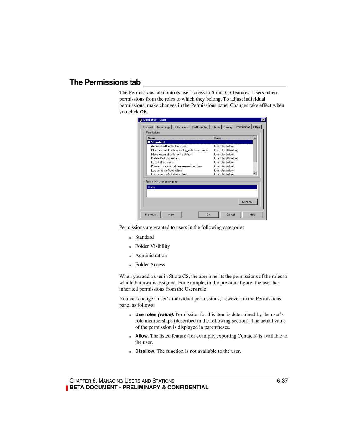 Toshiba Release 4.0 manual Permissions tab 