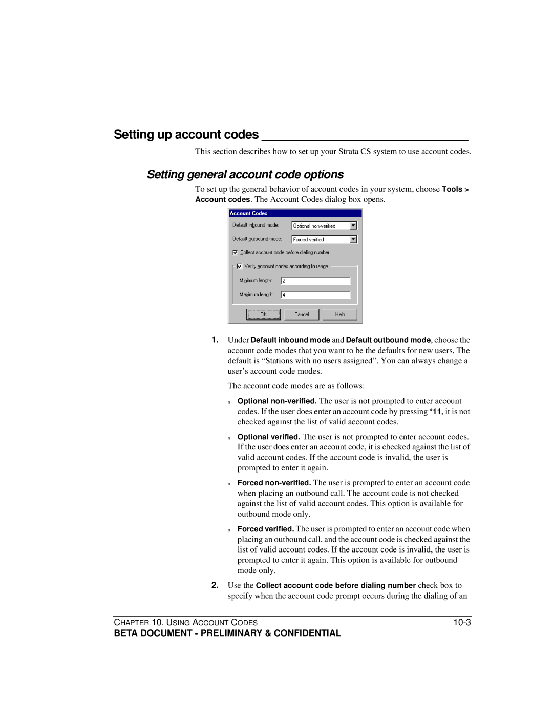 Toshiba Release 4.0 manual Setting up account codes, Setting general account code options 