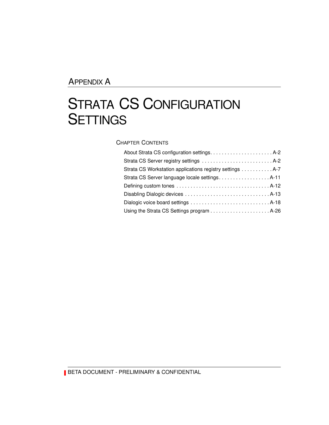 Toshiba Release 4.0 manual Strata CS Configuration Settings 