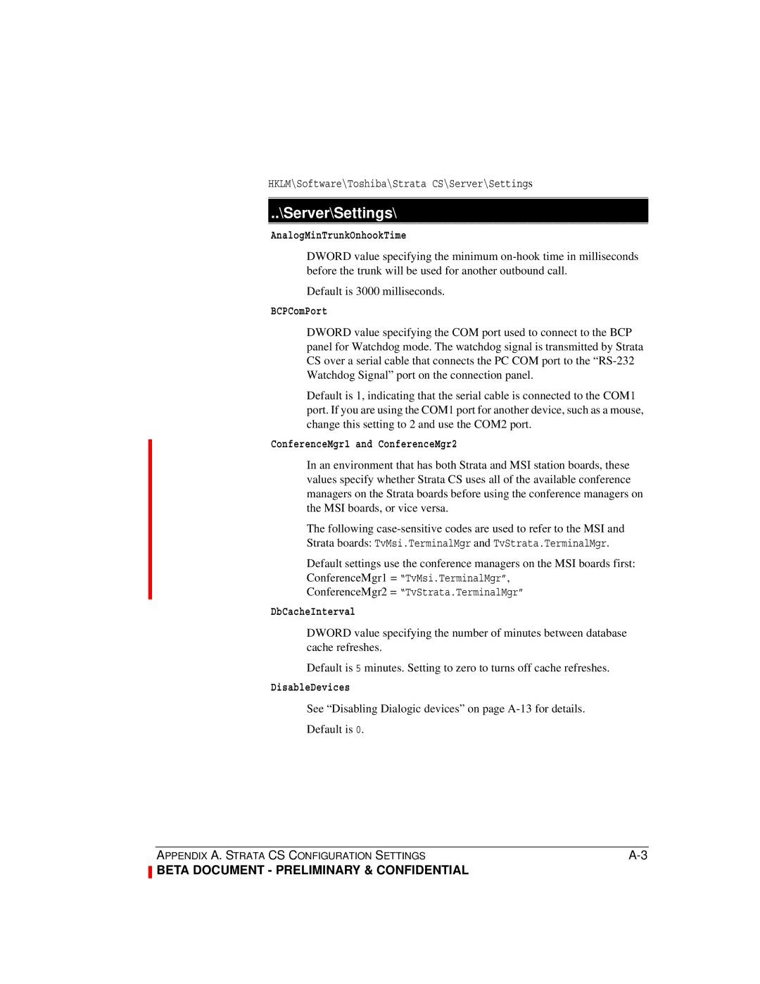 Toshiba Release 4.0 manual Server\Settings 