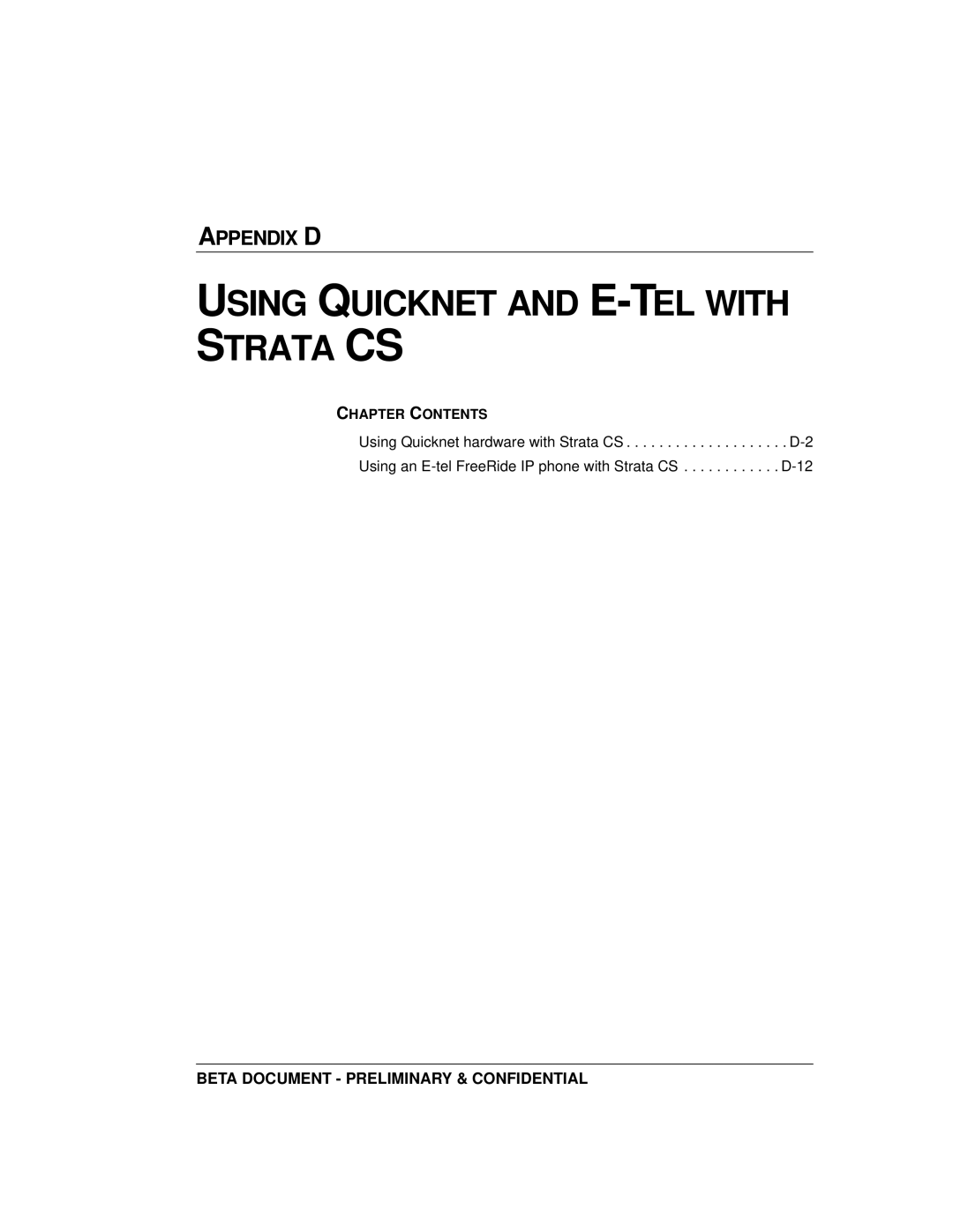 Toshiba Release 4.0 manual Using Quicknet and E-TEL with Strata CS 