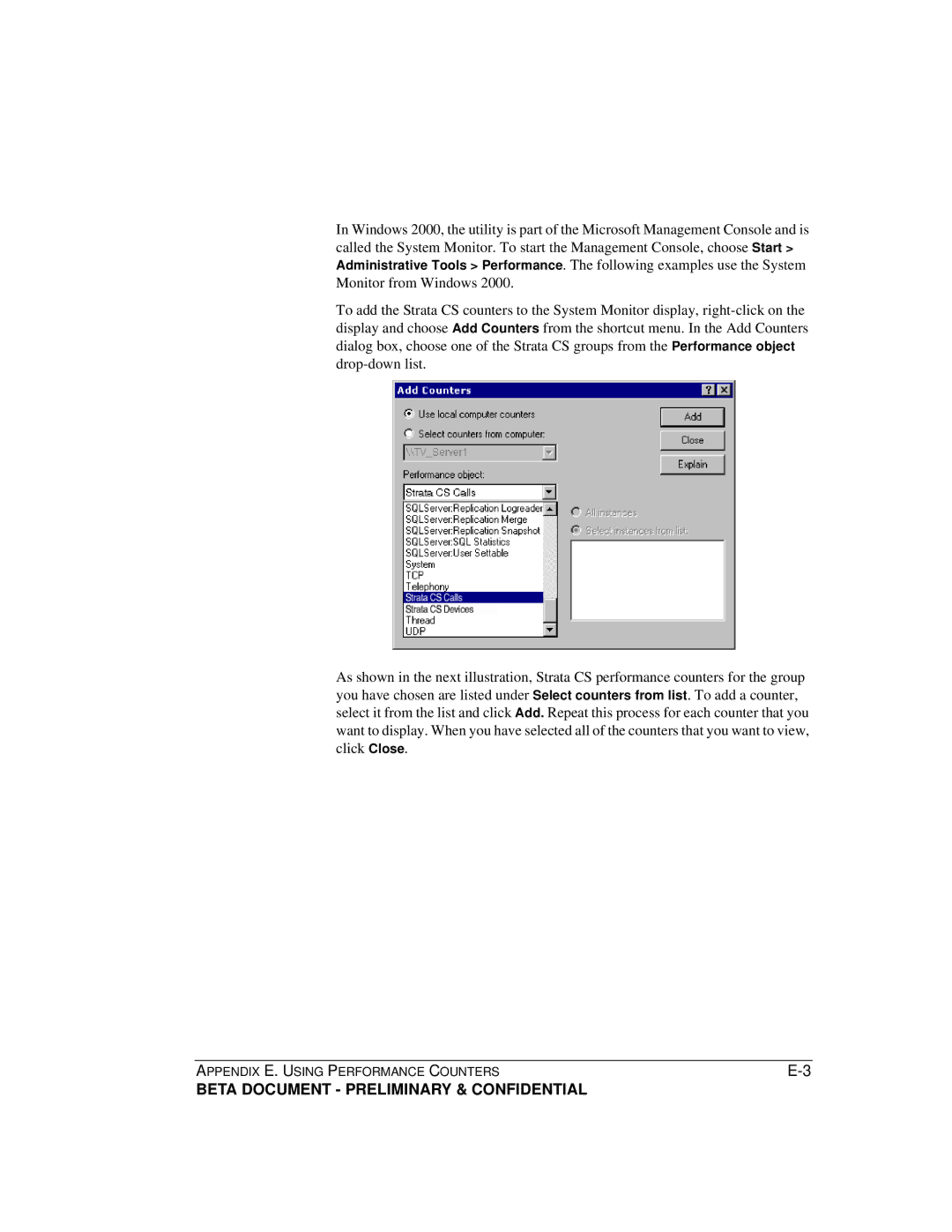 Toshiba Release 4.0 manual Appendix E. Using Performance Counters 