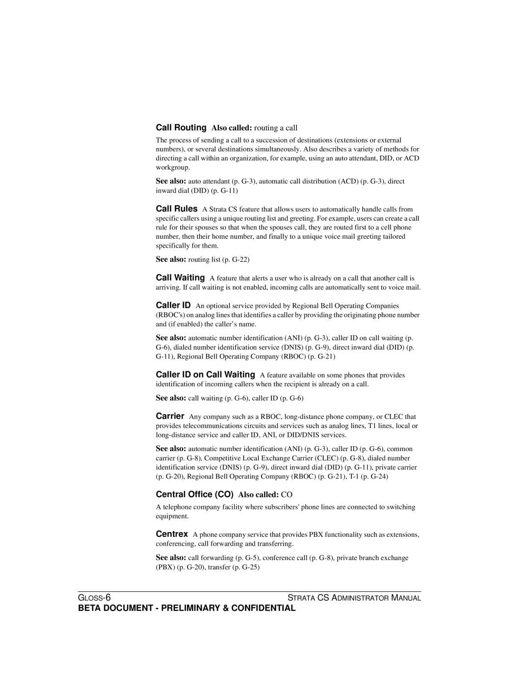 Toshiba Release 4.0 manual Call Routing Also called routing a call, Central Office CO Also called CO 