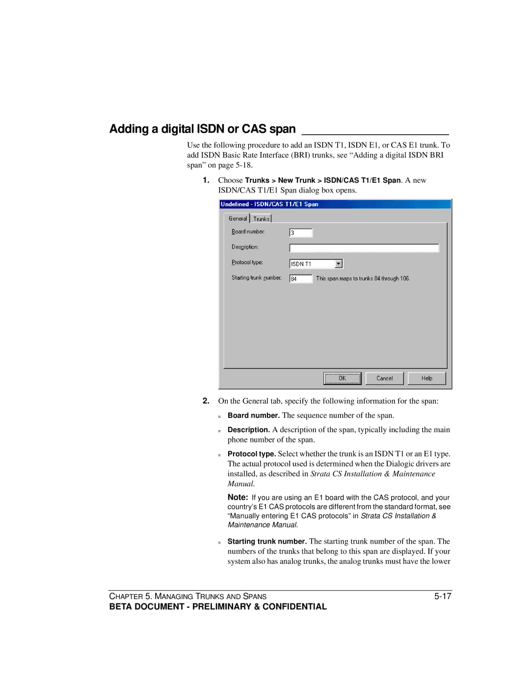 Toshiba Release 4.0 manual Adding a digital Isdn or CAS span 