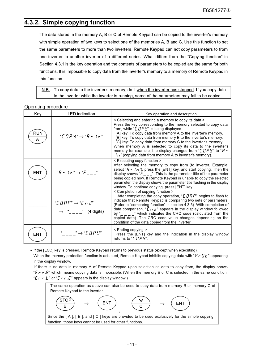 Toshiba RKP002Z instruction manual Simple copying function, Copy → a-in, → f, Stop ENT, → Ent 