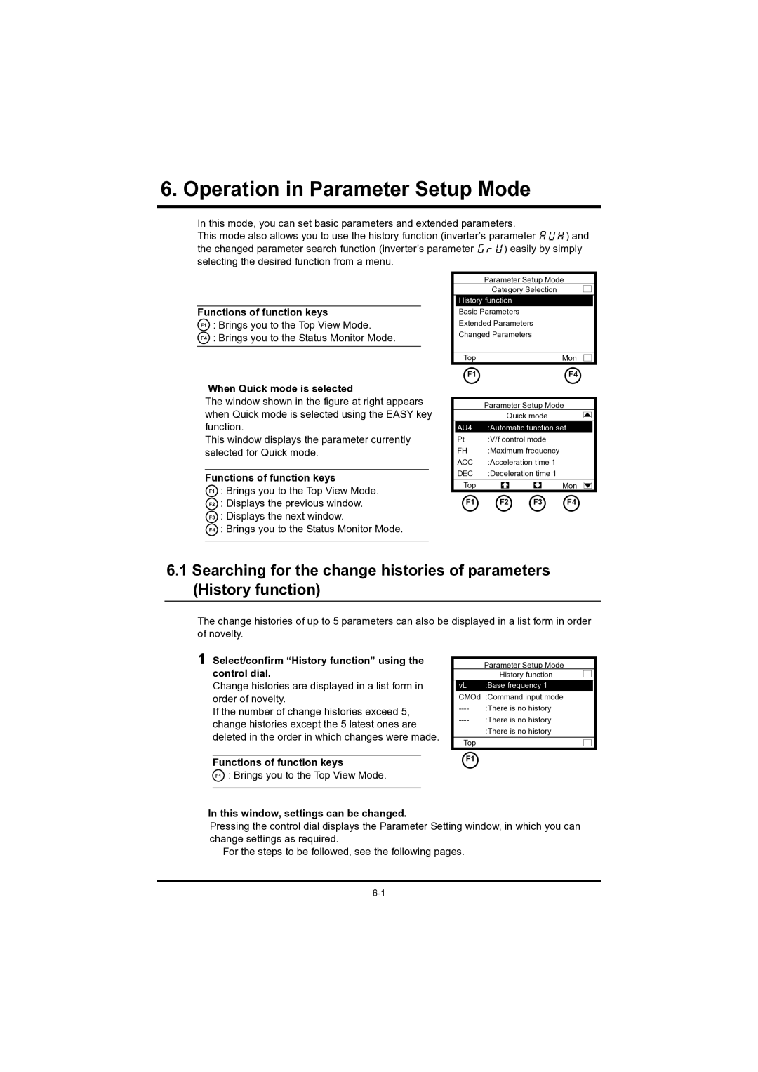 Toshiba RKP004Z instruction manual Operation. in Parameter inSetupParameterModeSetup Mode, „ When Quick mode is selected 