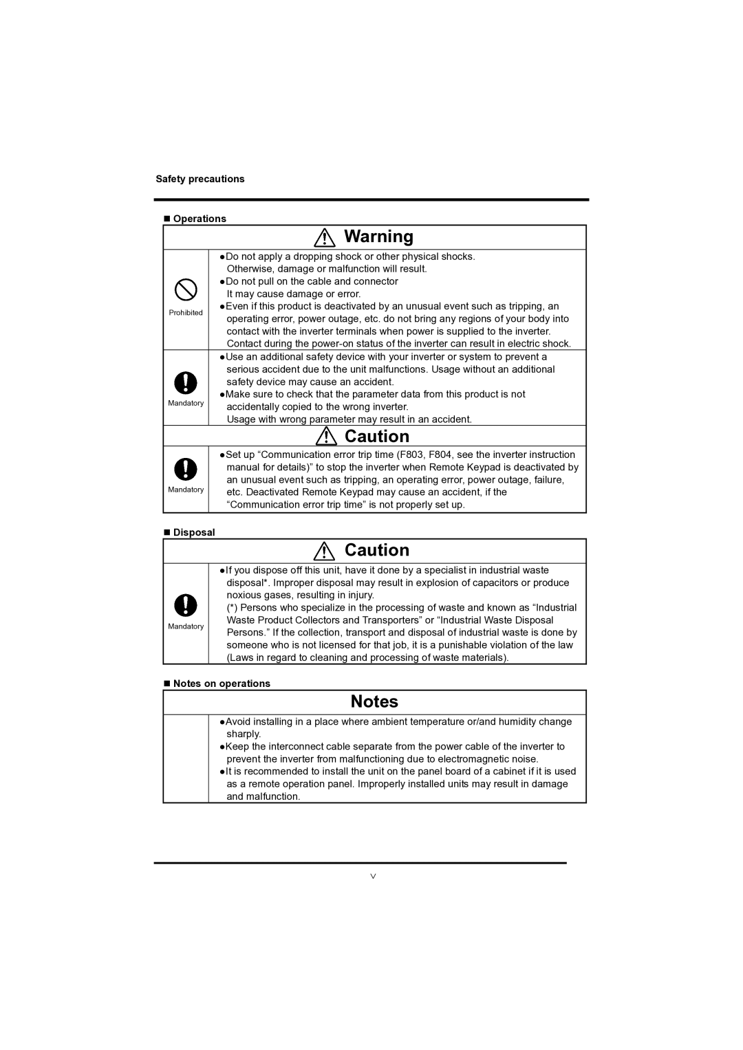 Toshiba RKP004Z instruction manual Safety precautions „ Operations, „ Disposal, „ Notes on operations 