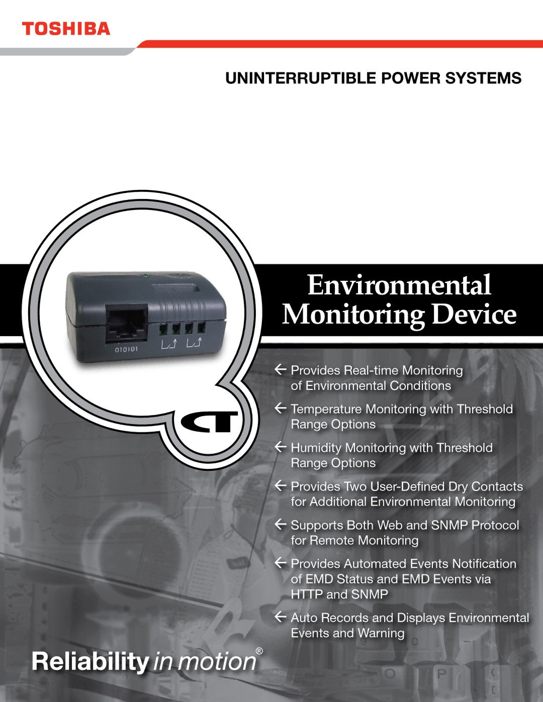 Toshiba RMTI-EMD-HT manual Environmental Monitoring Device 