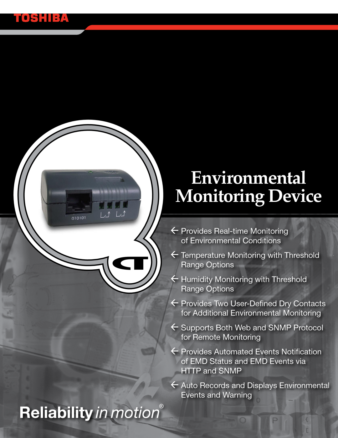 Toshiba RMTI-EMD-HT manual Environmental Monitoring Device, Uninterruptible Power Systems 