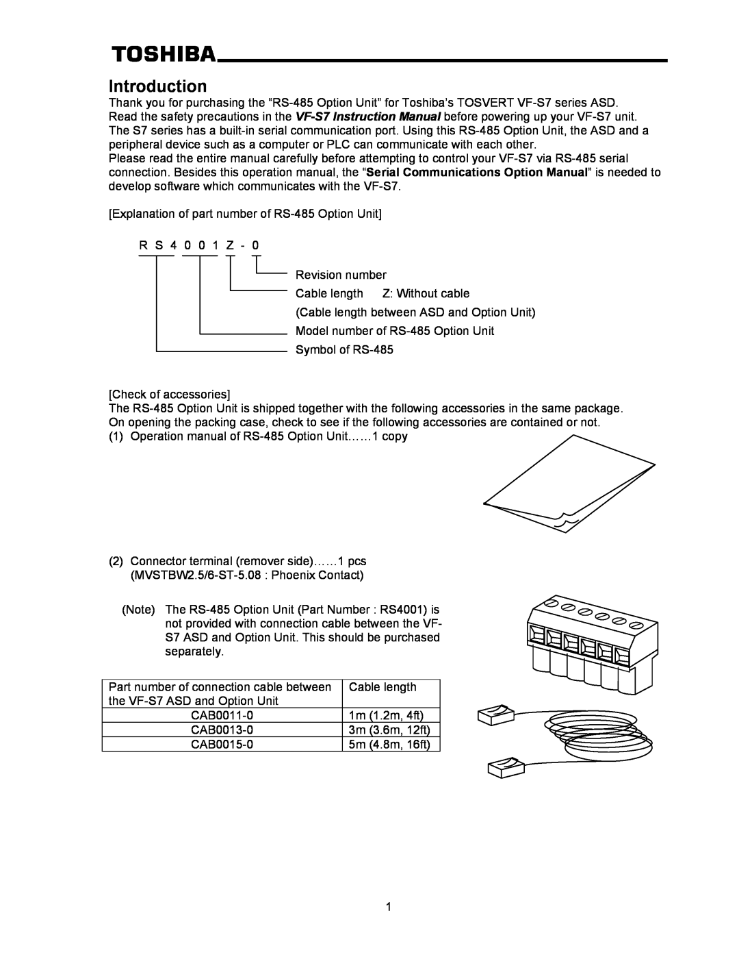 Toshiba RS-485 operation manual Introduction 