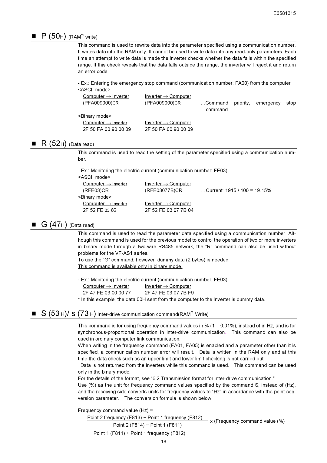 Toshiba VF-AS1 Series, RS485 instruction manual RFE03CR, RFE03077BCR 