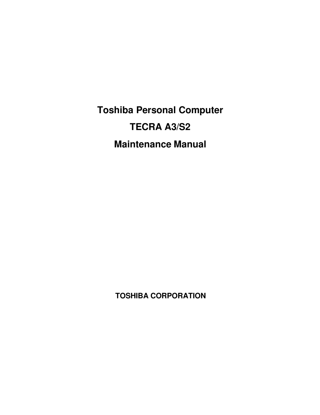 Toshiba manual Tecra A3/S2 