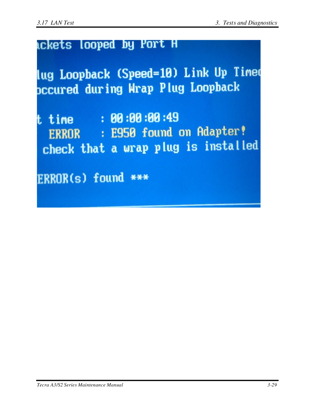 Toshiba S2 manual LAN Test Tests and Diagnostics 