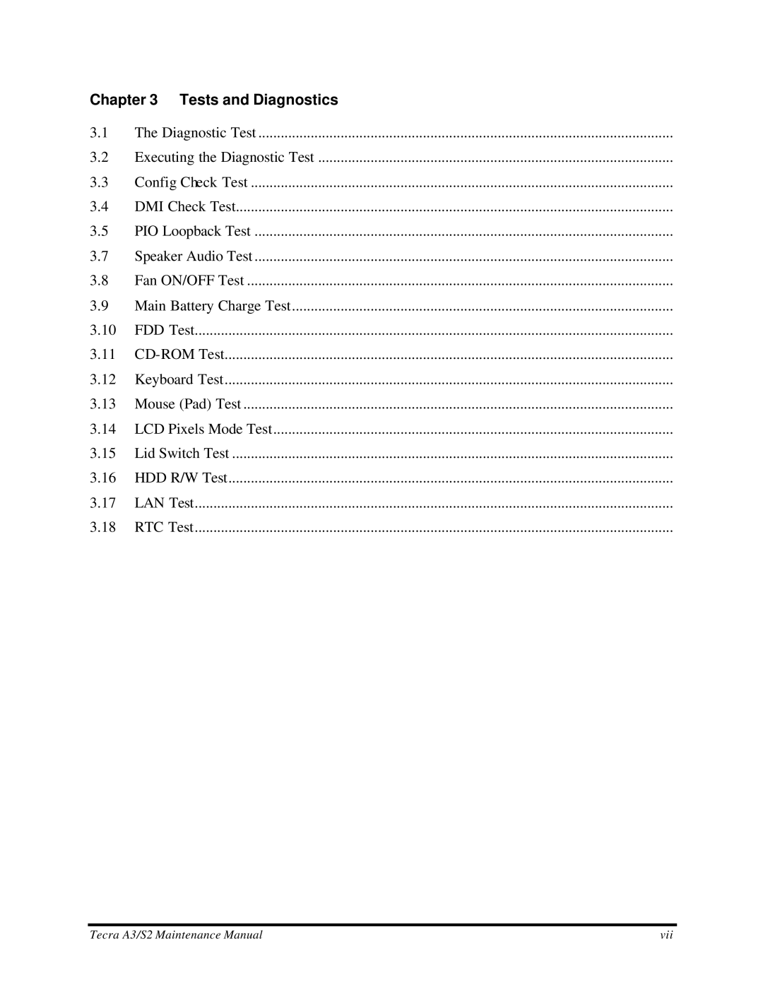 Toshiba S2 manual Tests and Diagnostics 