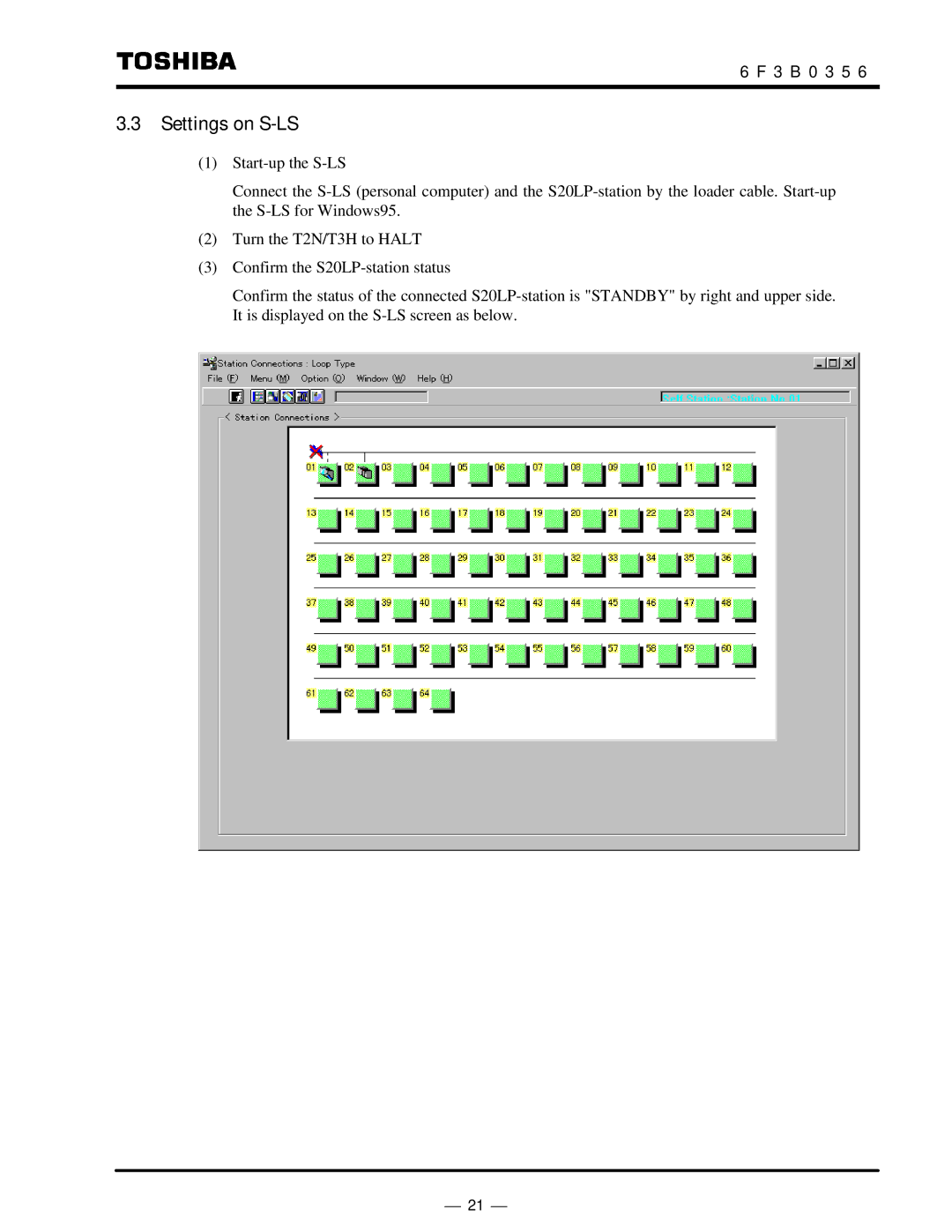 Toshiba S20LP instruction manual Settings on S-LS 