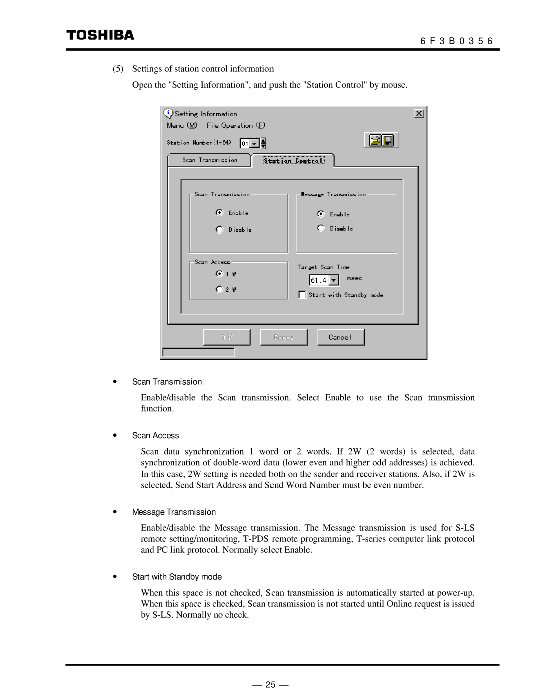 Toshiba S20LP instruction manual ∙ Scan Transmission, ∙ Scan Access, ∙ Message Transmission, ∙ Start with Standby mode 