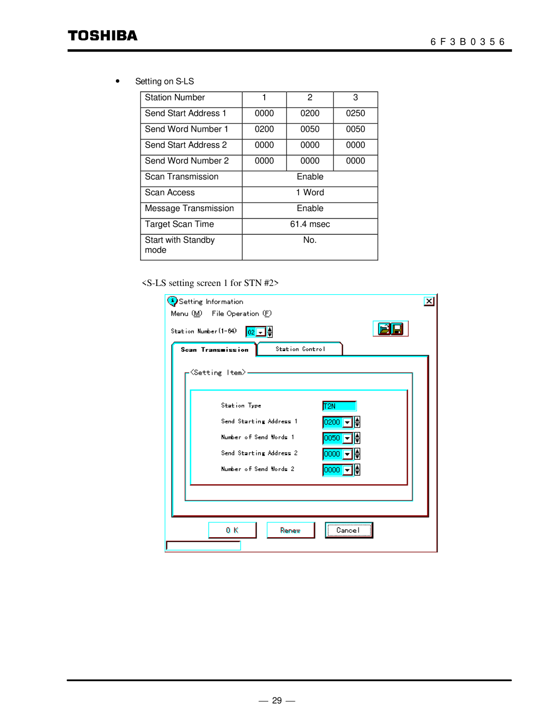 Toshiba S20LP instruction manual Setting on S-LS 