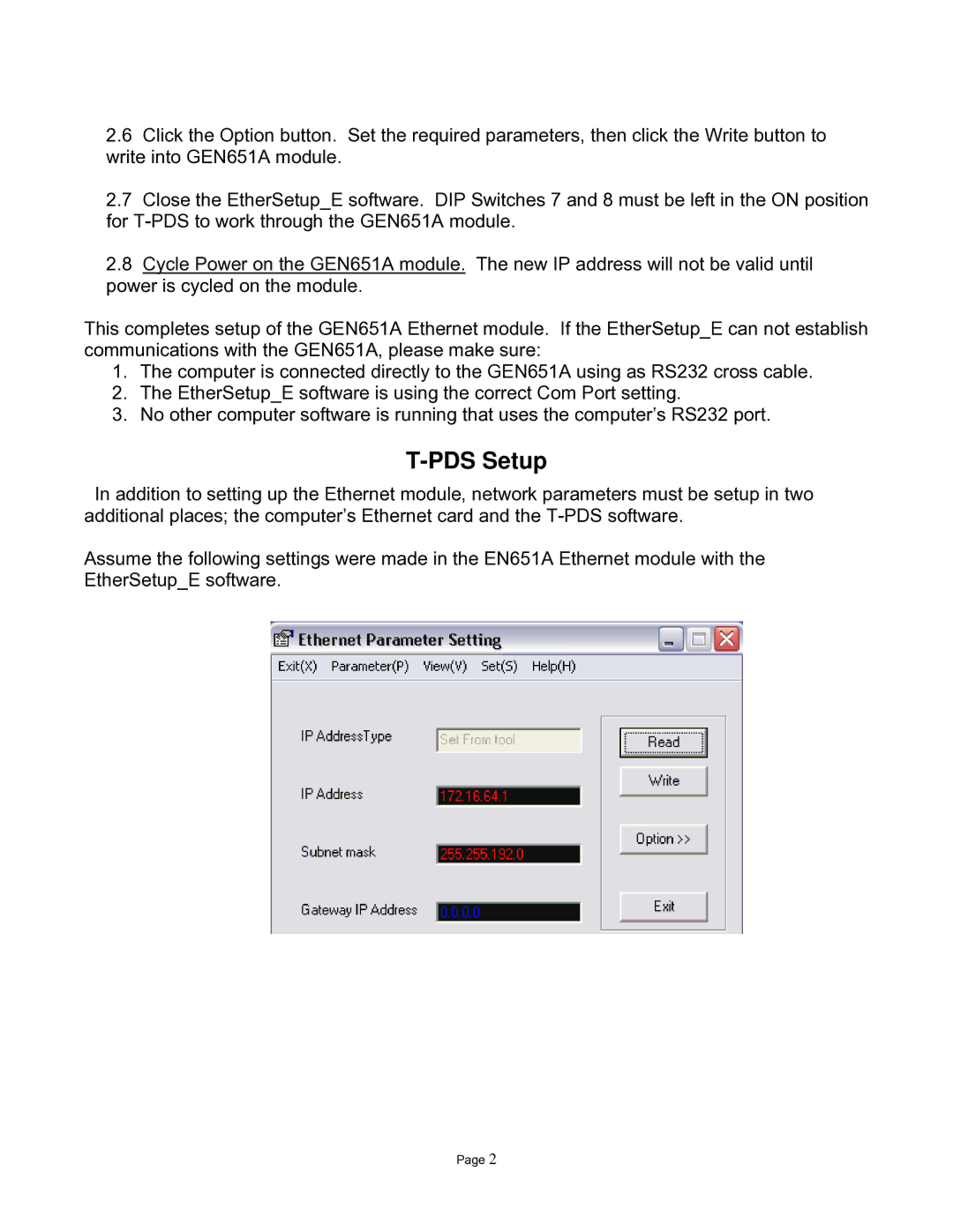 Toshiba S2T installation instructions PDS Setup 