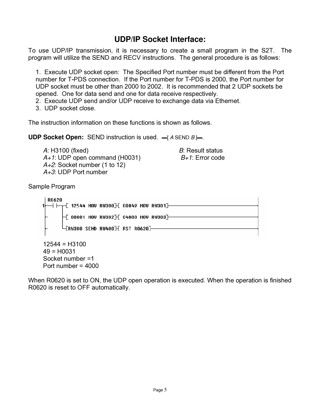 Toshiba S2T installation instructions UDP/IP Socket Interface 